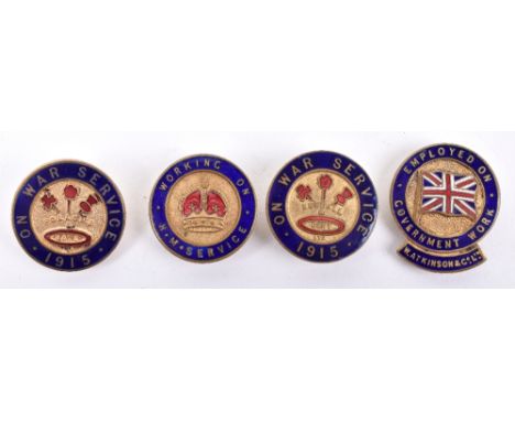 4x WW1 On War Service Enamel Lapel Badges, all being gilt brass with enamel, consisting of examples for Follows Bate Ltd, Ken