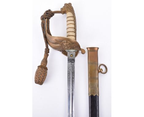 Post 1902 Royal Navy Officers Dress Sword Attributed to Lieutenant L W Burch Royal Navy, fine example of a regulation pattern