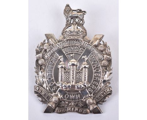 Post 1902 Kings Own Scottish Borderers Officers Glengarry Badge, with fully fretted centre and two lug fittings to the revers