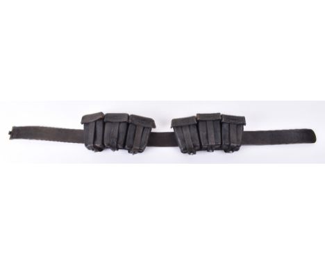 WW2 German Army / Waffen-SS Belt Leather and K-98 Ammunition Pouches, standard combat pattern leather belt with metal hook fi