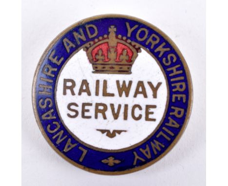 WW1 Lancashire and Yorkshire Railway Service Enamel Lapel Badge, blue enamel border with white enamel centre having crown ove