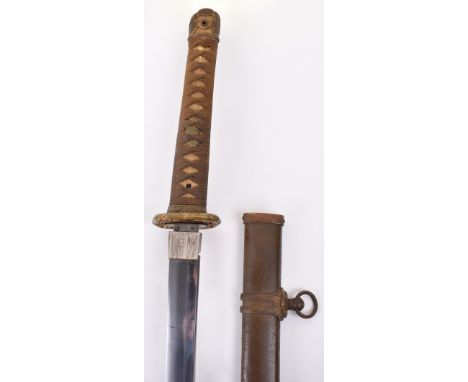 WW2 Japanese Army Officers Sword Katana, blade 65.7cms, signed Sadamitsu and dated with Na or mei stamp (inspection or accept