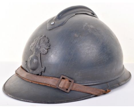 WW1 French Colonial Engineers Adrian Pattern Steel Combat Helmet, excellent condition example of the standard Adrian pattern 