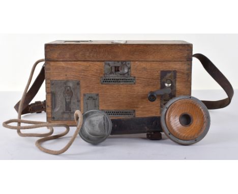 WW1 German Portable Trench Telephone Type B, good untouched example which is housed in its original wooden transit box. Compl
