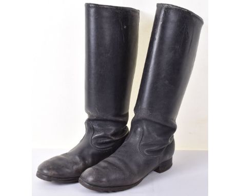 WW2 German Army Jack Boots, fine pair of black leather boots complete with the original soles having hobnails. Complete with 