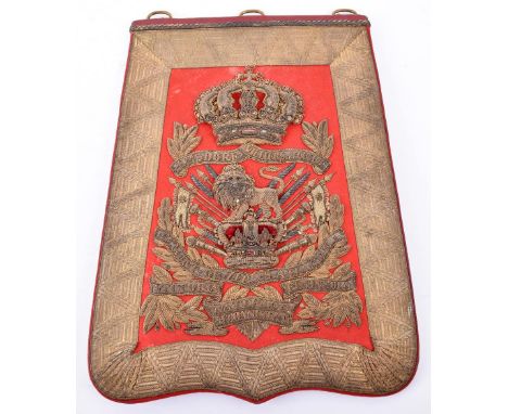 Victorian 15th (The King’s) Hussars Officers Full Dress Sabretache, fine example of the scarlet cloth covered leather sabreta