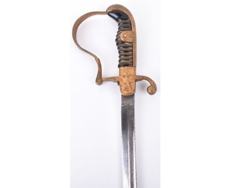 WW2 German Army Officers Sword by Clemen &amp; Jung, dove head pattern officers sword with gilded guard with oak leaf relief,