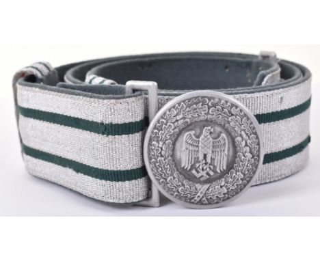 WW2 German Army Officers Parade Brocade Belt and Buckle, good example retaining a Assmann marked officers belt buckle. Green 