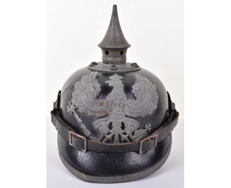 Fine 1915 Dated Imperial German M-15 Prussian Pickelhaube, very good example of the standard pattern other ranks pickelhaube,