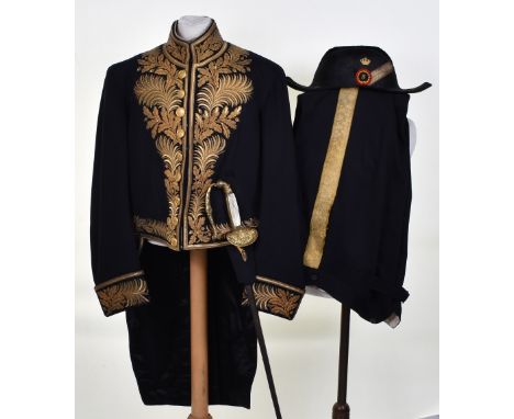 Belgium Diplomatic Service Full Dress Uniform and Sword, fine example of a full dress ceremonial uniform for a Belgium Diplom