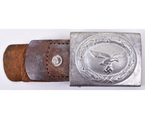 WW2 German Luftwaffe Belt Buckle by E Schneider, good example of a steel belt buckle with 2nd pattern Luftwaffe eagle to the 