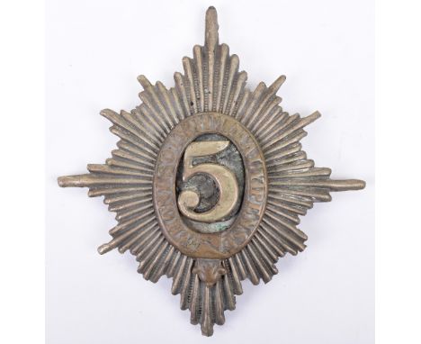 5th (Princess Charlotte of Wales) Dragoon Guards Other Ranks Helmet Plate, rayed star backing plate with brass strap and leat