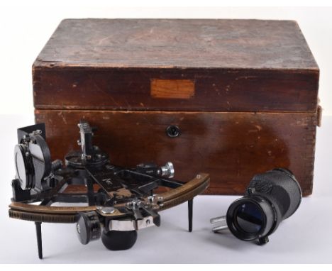 Third Reich Kriegsmarine Cased Sextant by Seik &amp; Co, blackened brass nautical sextant stamped with makers details “SEIK &