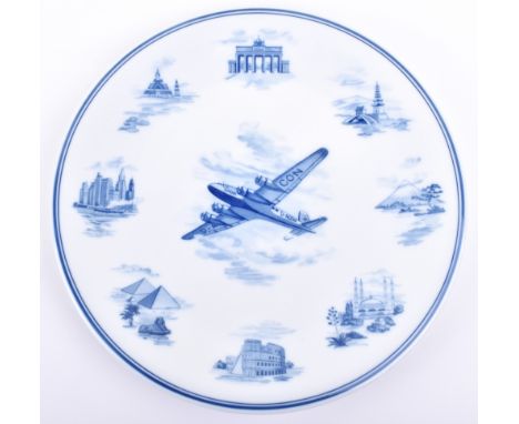 Rare Third Reich Period Meissen Plate Commemorating The Production of the First Passenger Air Liner Focke-Wulf Fw-200, the la