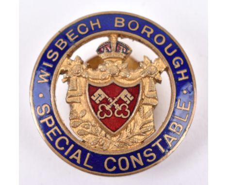 Scarce Great War Period Wisbech Borough Special Constabulary Lapel Badge, fine gilt and enamel example with fitting to the re