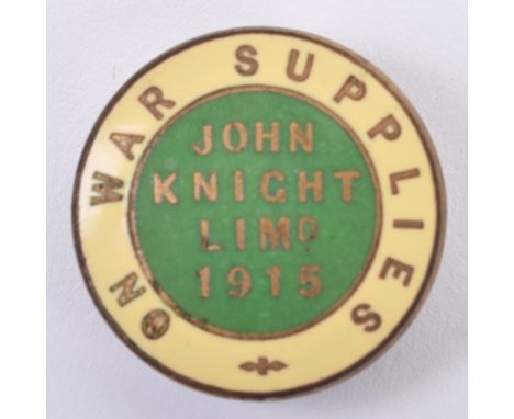 WW1 1915 On War Supplies John Knight Limited Lapel Badge, fine gilt brass and enamel example made by J R Gaunt &amp; Son. 