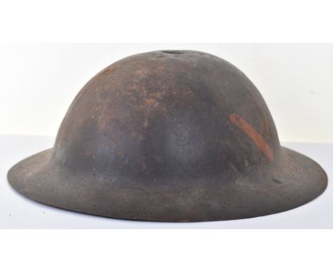 British WW1 Mk1 Pattern Combat Helmet with Battalion Insignia, good untouched example of the early rimless pattern Brodie hel
