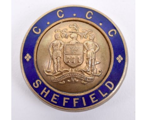 Scarce WW1 Sheffield Chief Constables Civilian Corps Lapel Badge, brass and enamel example with the centre being the front of