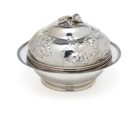 AN AMERICAN SILVER BUTTER COOLER, VINCENT LAFORME, RETAILED BY LINCOLN & FOSS, BOSTON, CIRCA 1855  comprising a bowl, liner a