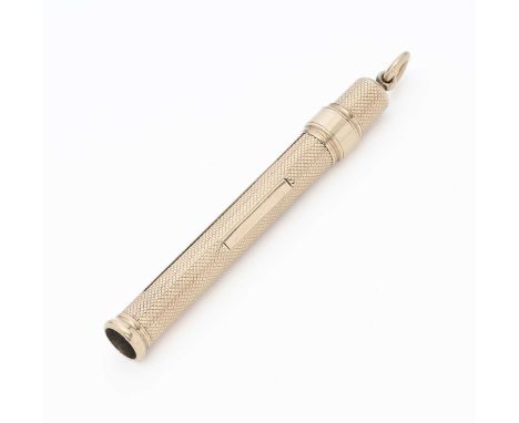 A VICTORIAN GOLD PENCIL HOLDER, 1898, A SILVER PENCIL, 1950 AND FIVE GOLD PLATED PENCILS the gold pencil with engine turned d