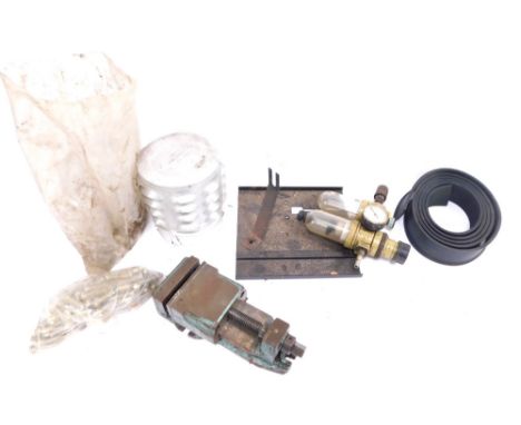Automobilia parts and accessories, a B11-M3 pressure gauge, engine parts, etc. (1 box) 