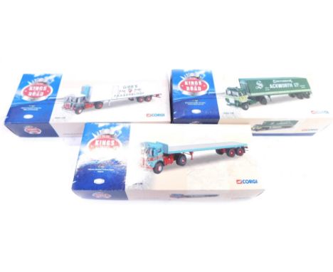 Various Corgi Kings of the Road 1:50 scale die cast lorries, to include Pollock CC15204, Gibbs, etc., boxed. (3) 