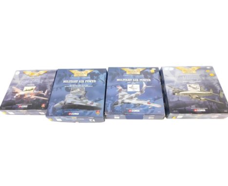 A Corgi Aviation Archive 1:44 scale Military Air Power aeroplane, Handley Page Victor, Lock Heed VC-12A, etc., boxed. (4)