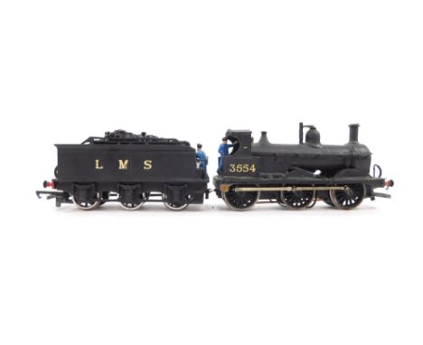 A kit built OO gauge Webb Class 2F coal engine, LMS black livery, 0-6-0, 3554, with associated box.