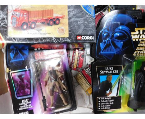 Modern Kenna style Star Wars figures, in blister packs, die cast cars, tractor, etc. (a quantity)