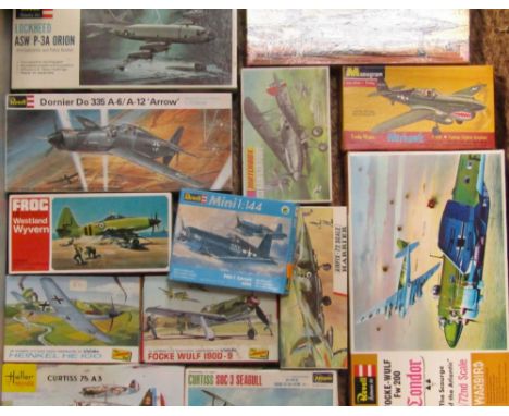 Heller 1:72 scale aeroplanes, to include Lindberg Line Heinkel HE100, Revell Newport 28, etc., boxed. (a quantity)