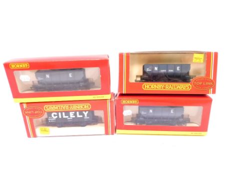 Hornby OO gauge rolling stock, NE 20 ton Hopper R6017, etc., boxed.  (4)