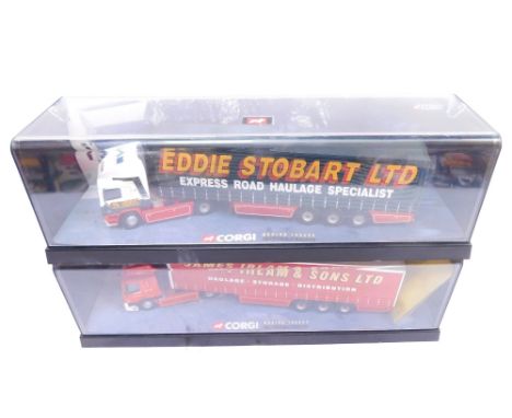 Various Corgi modern truck 1:50 scale die cast lorries, to include Eddie Stobart and James Irlam and Son Limited, boxed. (2) 