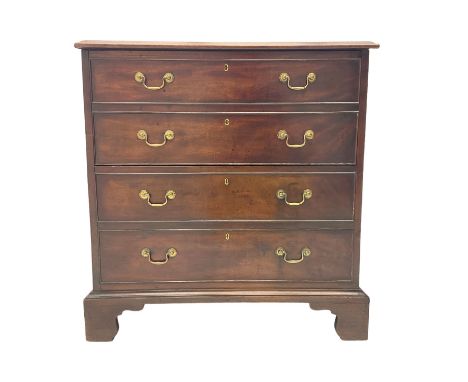 George III mahogany commode, double-hinged lid enclosing single shelf, disguised as a four drawer chest, on bracket feetDimen