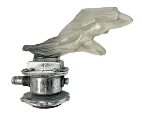 Red Ashay glass car mascot, circa 1929, Acceleration, modelled in frosted Art Deco glass as a nude woman leaping forward, att