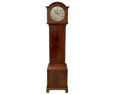 John Mudge of London - mahogany 8-day longcase clock with a break arch top c 1800, shallow cornice surround and circular glaz