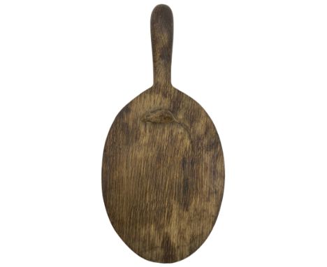 Mouseman - 1940/50s oak cheeseboard with handle, carved with mouse signature, by Robert Thompson, KilburnDimensions: Length/W