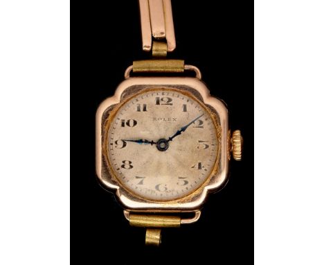 Rolex: a lady's 9ct rose gold manual wind dress watch c1920s, Model 3637, Rolex prima movement timed 6 positions, Silvered su