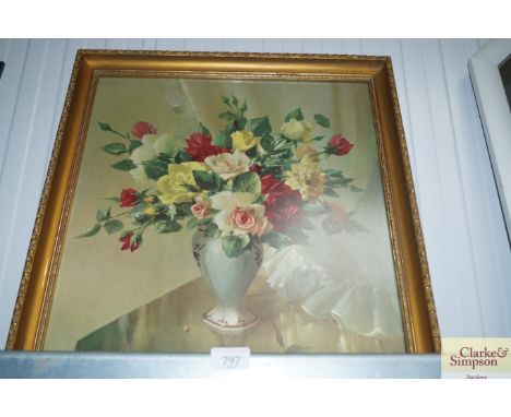 A Vernon Ward print "Roses in July" contained in a gilt frame