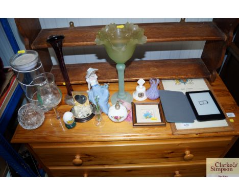 A Nao figure; a perfume atomiser; various glassware; a Kindle etc