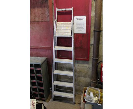 A folding aluminium step ladder