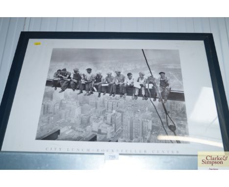 A framed print "City Lunch Rockefella Centre"
