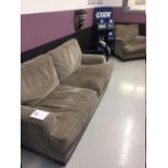 Light Grey Cloth Upholstered 3 Seat Sofa & Armchair