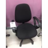 Black Cloth Upholstered Operators Swivel Chair
