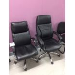 2 - Black Faux Leather Executive Swivel Chairs