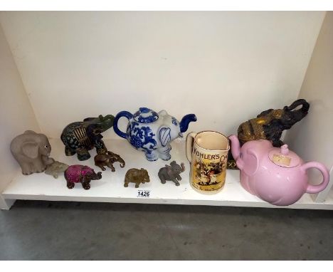 A shelf of elephants etc. 