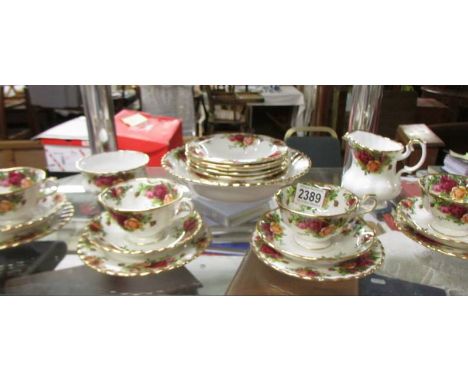 A Royal Albert Old Country Roses fruit set, 4 cups, 4 saucers, 4 plates, sugar bowl and milk jug. COLLECT ONLY.
