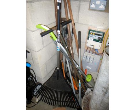 A Good lot of garden tools and a mains strimmer. COLLECT ONLY.