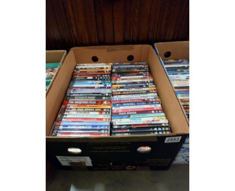 Box of DVDs – Over 60 almost brand new – DVDs of classic US and British TV and film comedies, dramas, and documentaries. Titl