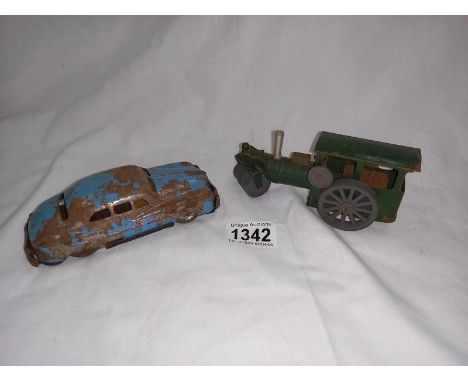 A Triang mini steam roller and 1 other 
