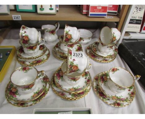 Ten Royal Albert Old Country Roses cups, saucers, plate, a milk jug and&nbsp; sugar bowl. COLLECT ONLY.